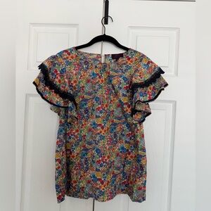 JCrew Liberty Fabric flower blouse with lace detail
